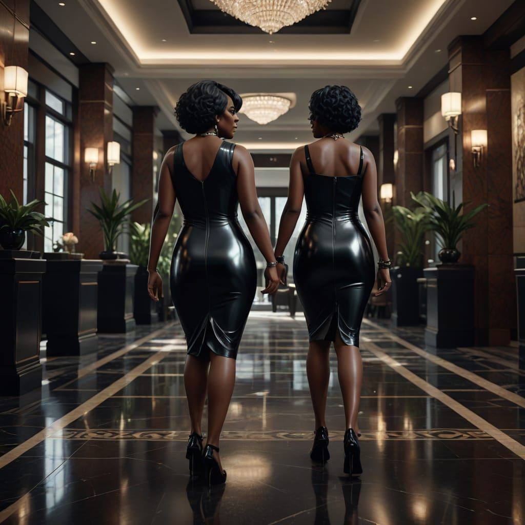 Sultry Ebony Goddesses in Metallic Latex, Deep Fantasy