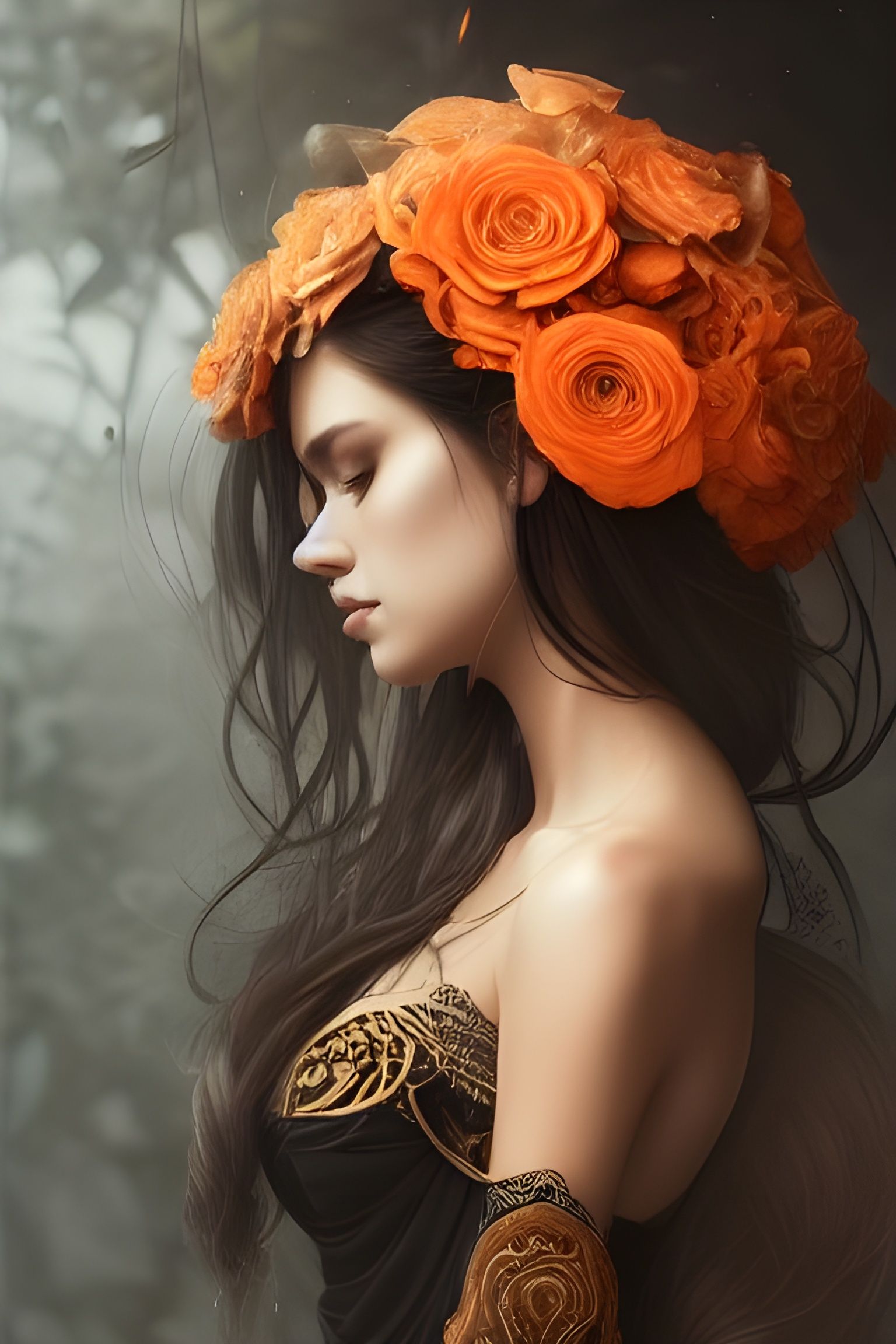 Beautiful Woman with Roses in Hyper-Realistic Style