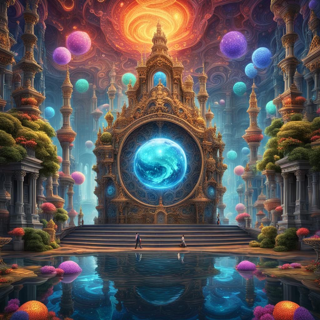 Ornate Figure in a Transparent Glass World