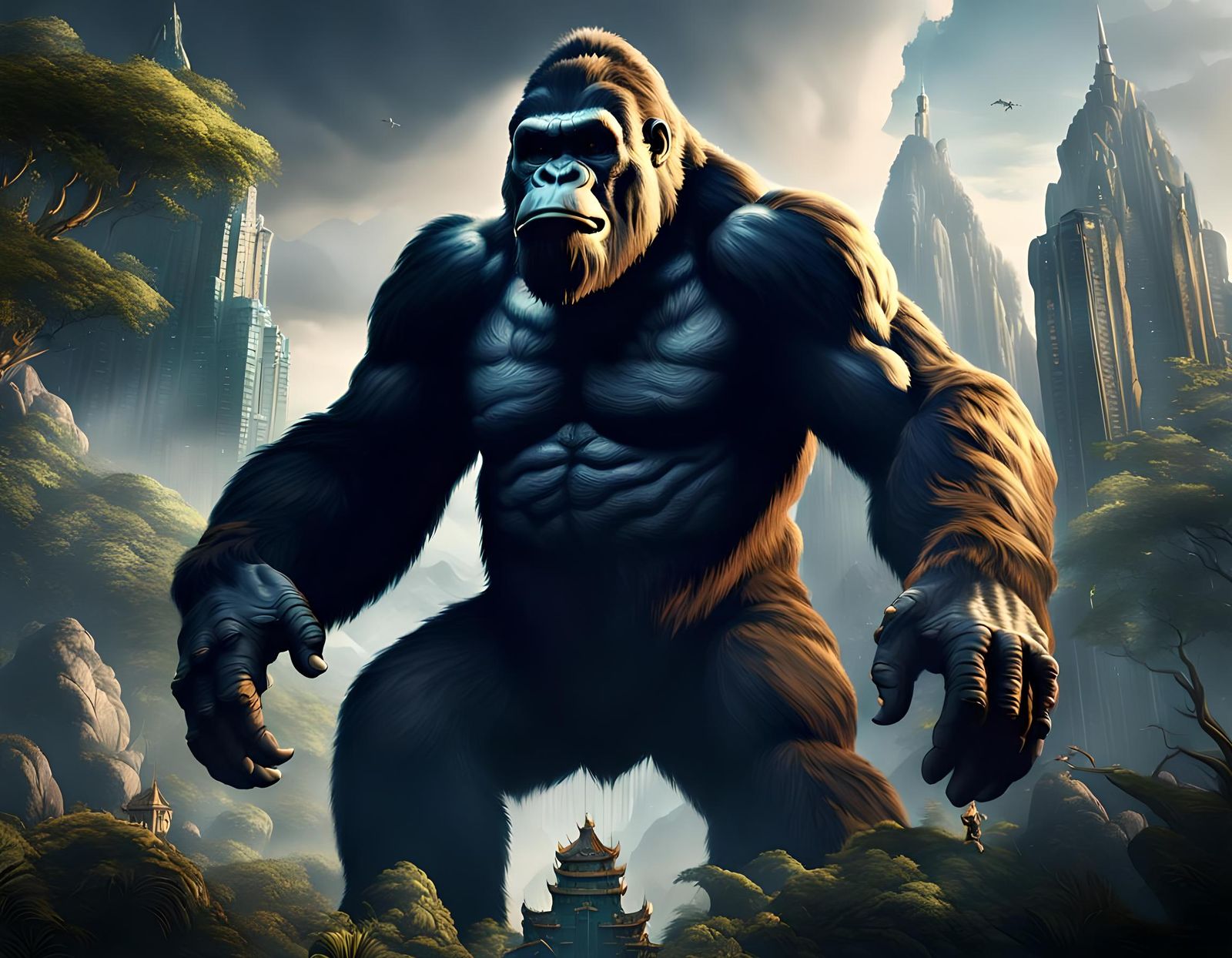 Detailed Matte Painting of King Kong