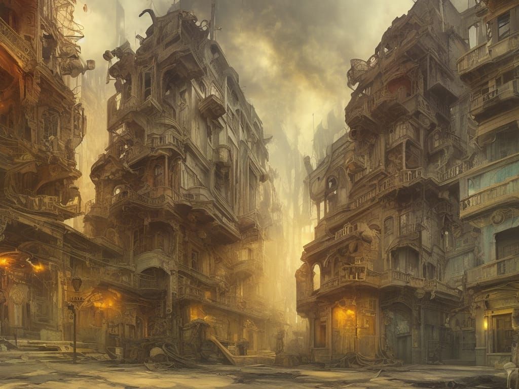 Post-Apocalyptic Plague Doctor in Art Nouveau Style