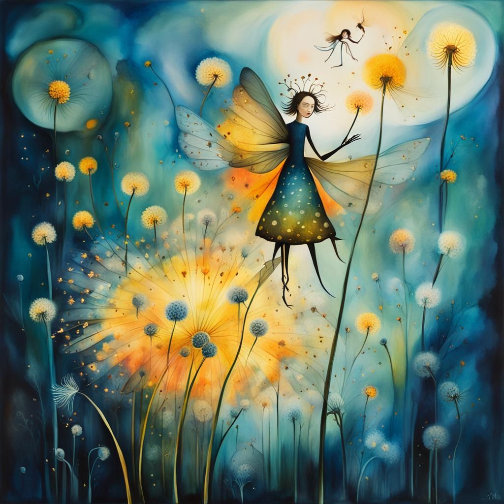 Winged Fairies Making Wishes in Surreal Dreamscape