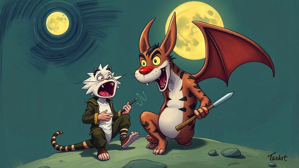 Cartoon Cheshire Demon in Contemporary Style