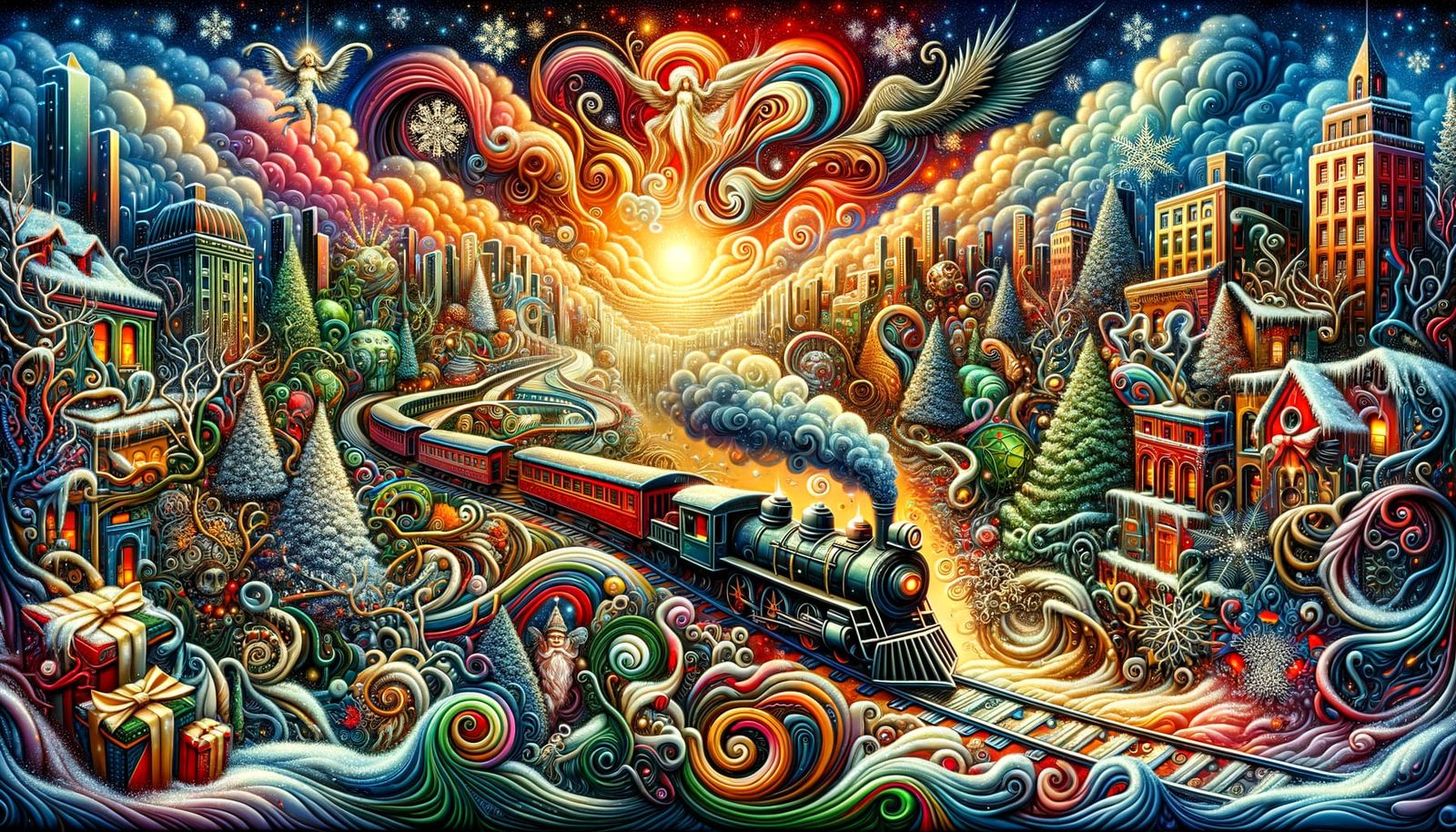 Surreal Christmas Cityscape Unveils Hidden Symbolism