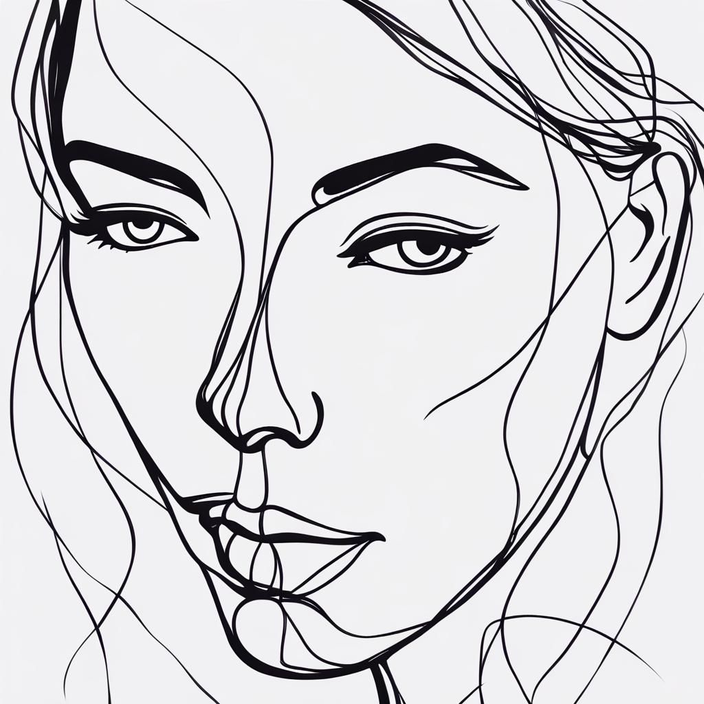 one-line art woman's face silhouette  using just a single continuous line without lifting the pen.