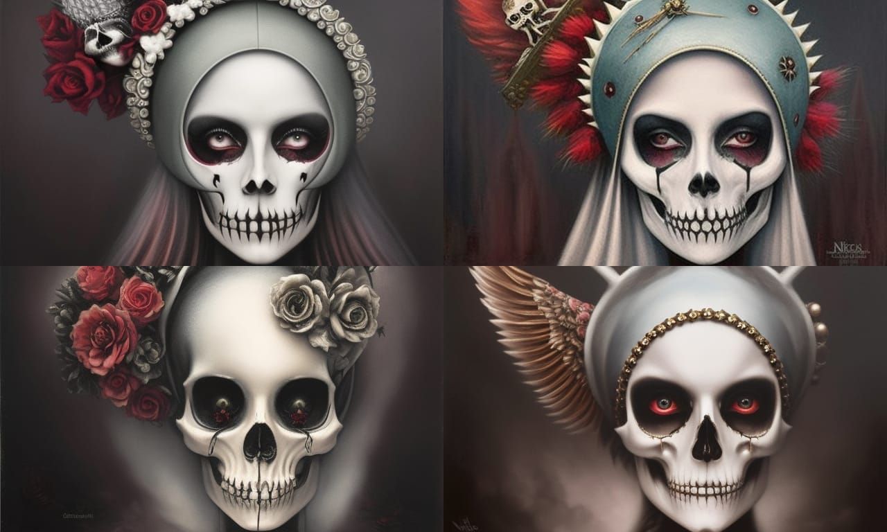 Gothic Goddess Portrait with Skull Mohawk