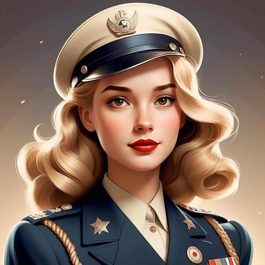 Cute Girl in Art Deco Style, Pixar Animation