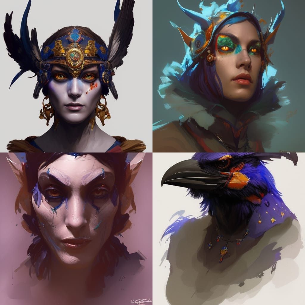 Crow Jester Portrait in Triadic Colors