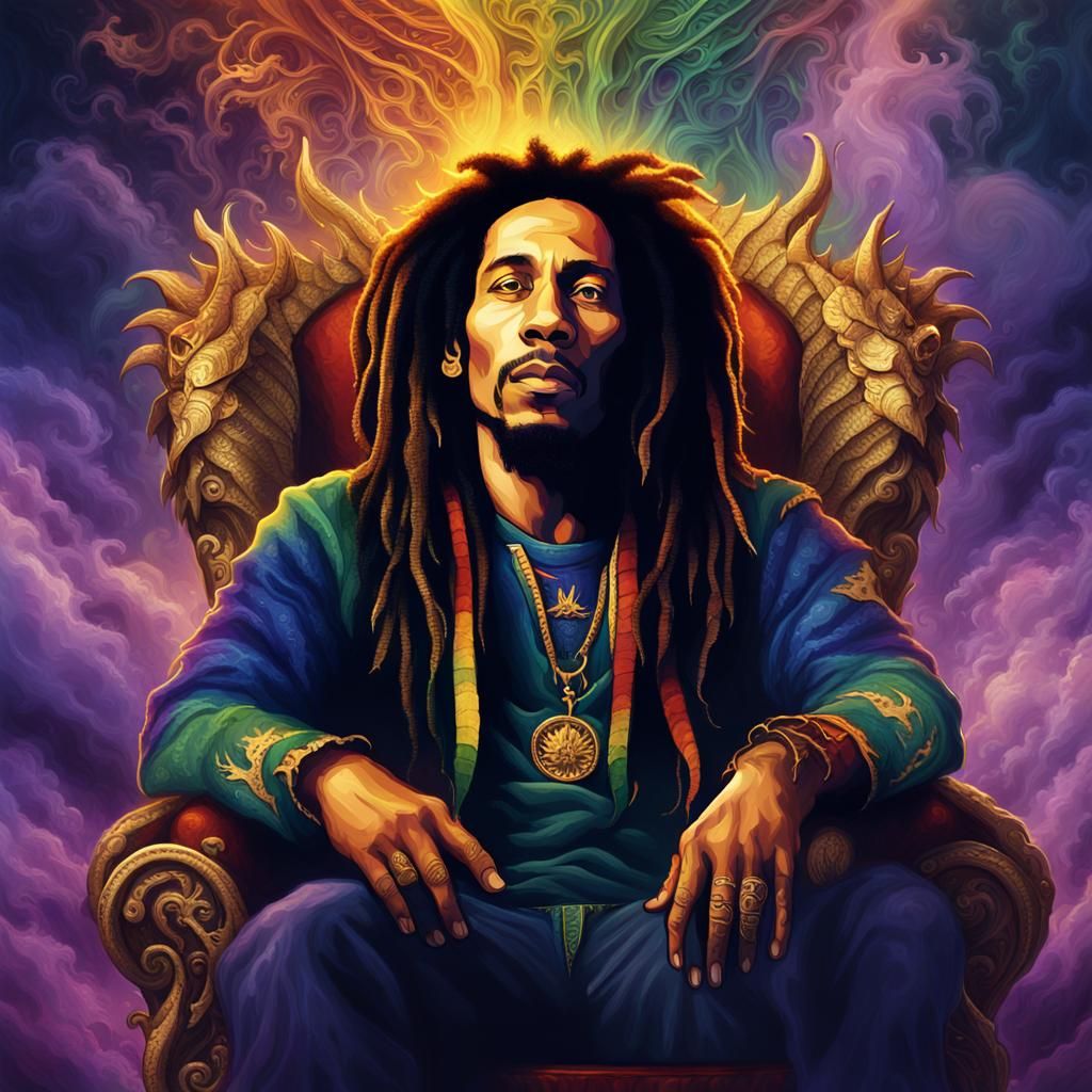 Bob Marley Dragon Portrait in Fantasy Matte Painting