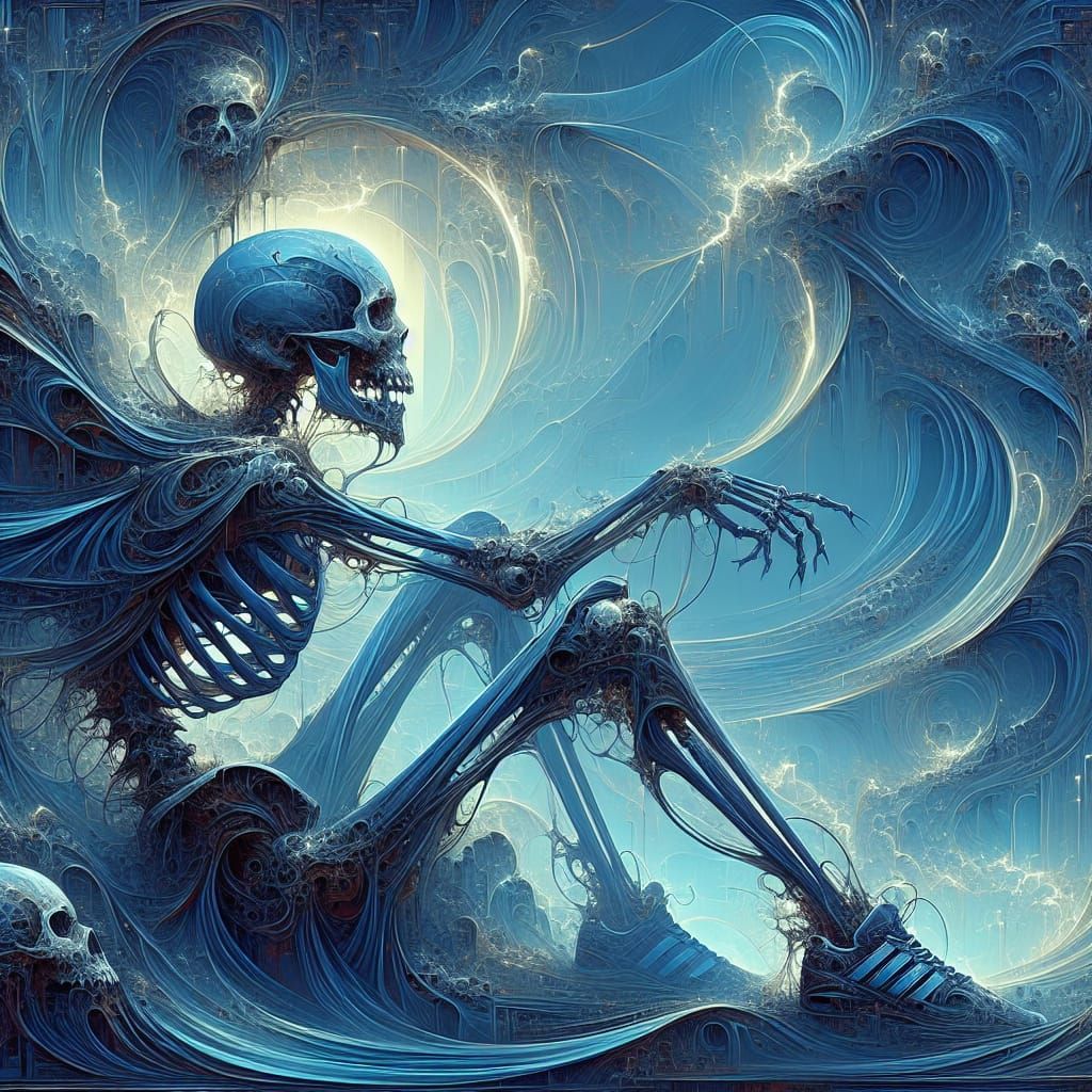 Intricate Blue Skeleton Thunder Concept Art
