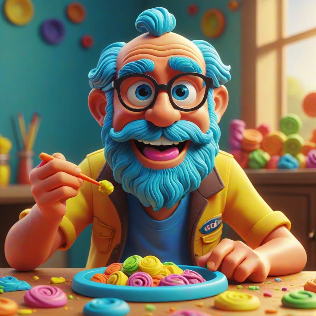 Plato Plays with Play-doh: Vibrant Digital Art