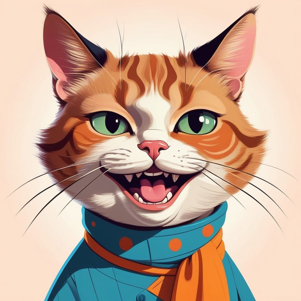 Smug Cartoon Cat Exudes Sarcastic Whimsy