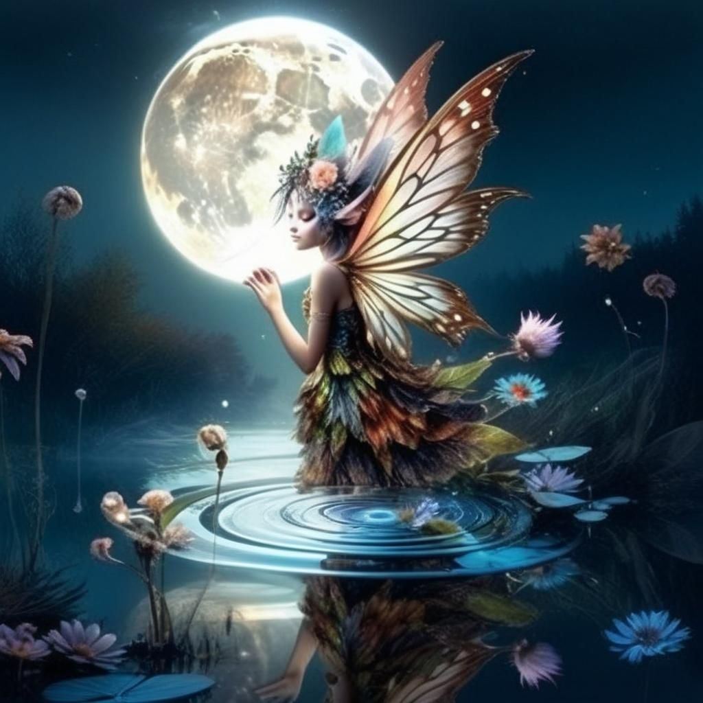 Bioluminescent Autumn Fairy Dance on Pond