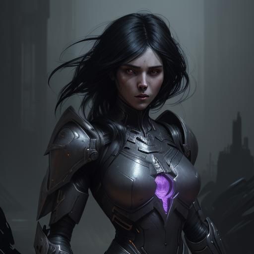 Hyperdetailed Militant Robot Woman in Dark Fantasy Style