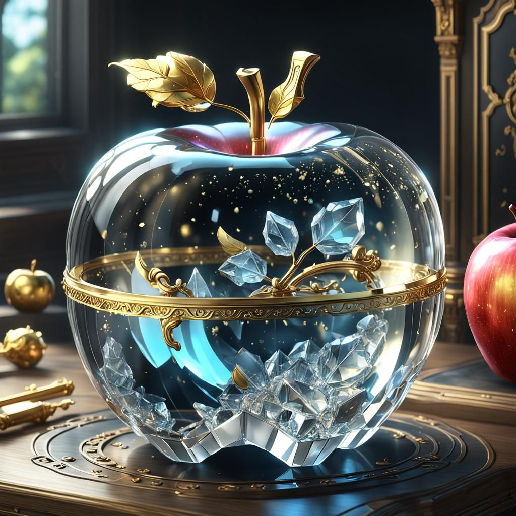Crystal Apple with Golden Keys: 3D Anime Art