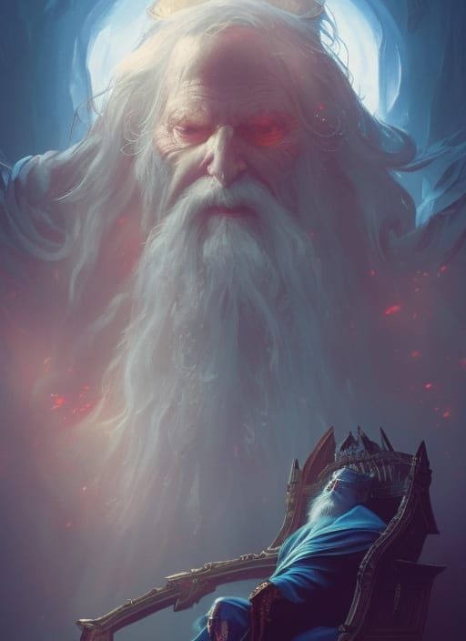 Old Wizard on Throne: Dark Fantasy Concept Art