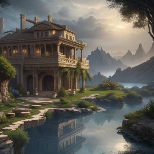 Oasis Villa: Epic Digital Matte Painting
