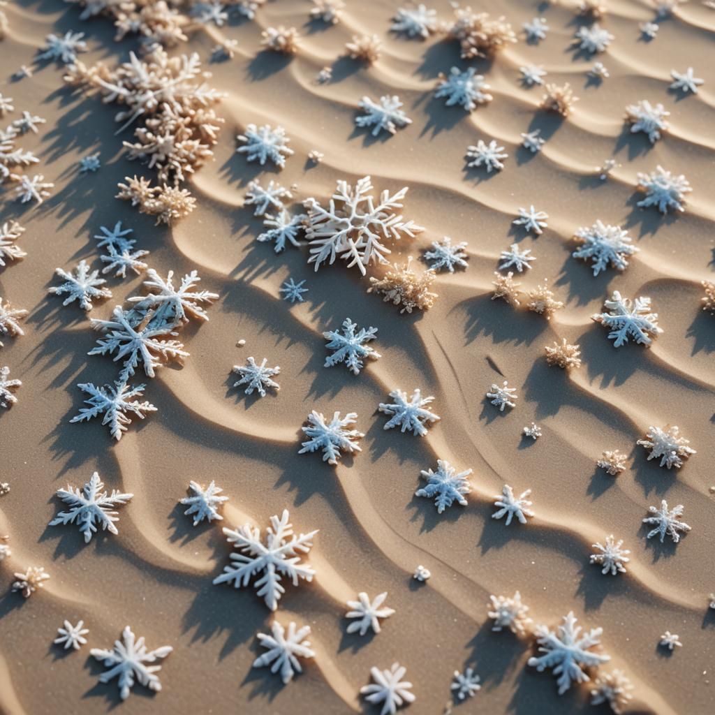 Snowflakes on Sand: 3D Anime Art