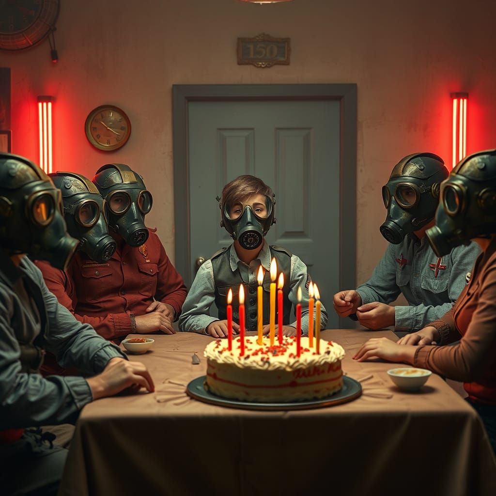 Dystopian Birthday Party in Retrofuturistic Style