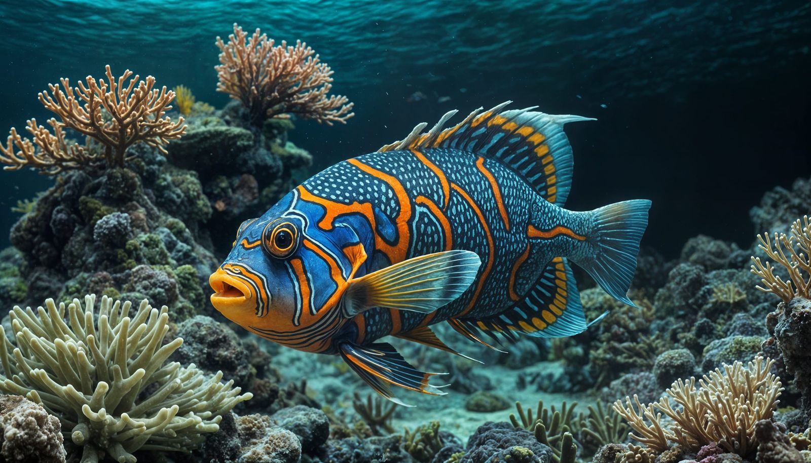 Vivid Mandarinfish in Coral Reef Seascape