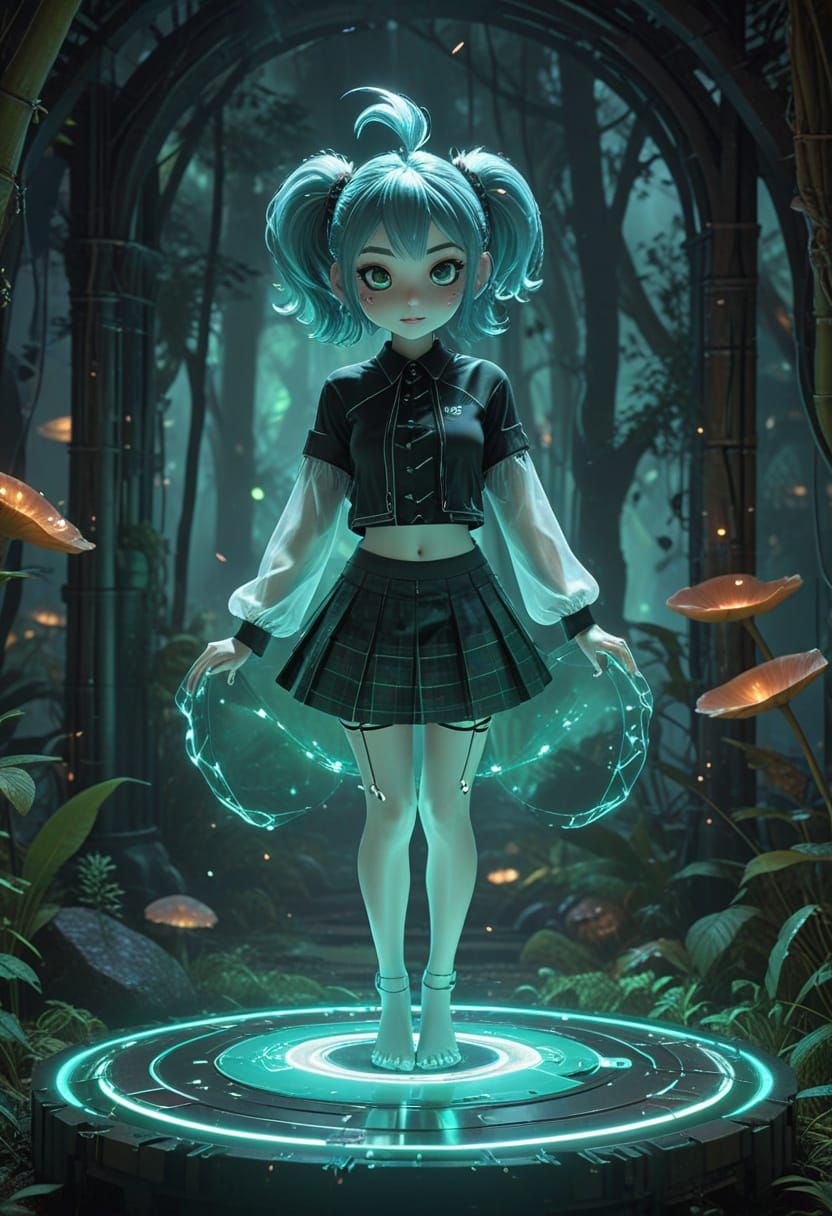 Magical Girl Casting Spell in Pixar Style