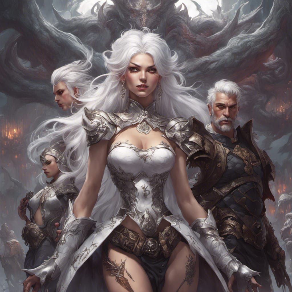 Demon Princess with Harem in Dark Fantasy Style