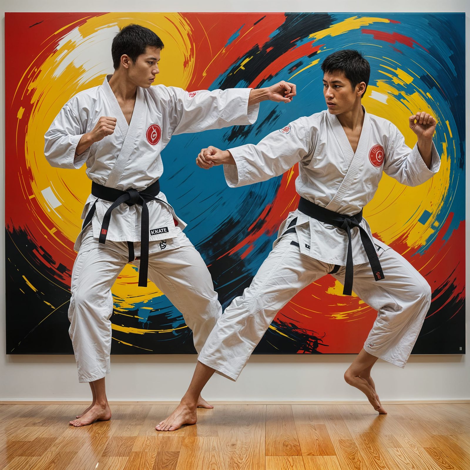 Abstract Karate Athletes: Energy and Movement