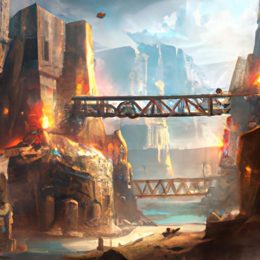 Epic Futuristic Bridge in Digital Matte Painting