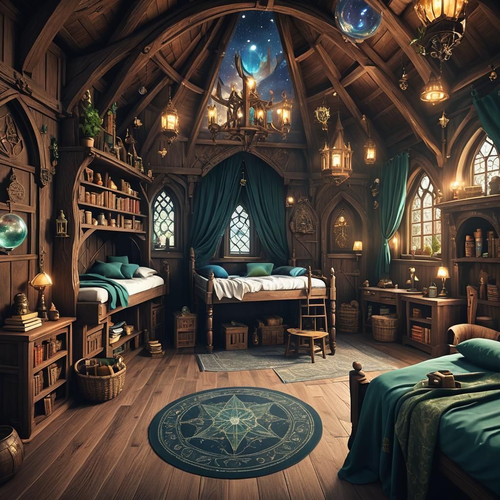 Magical Hogwarts-Inspired Bedroom in Stave Church Style