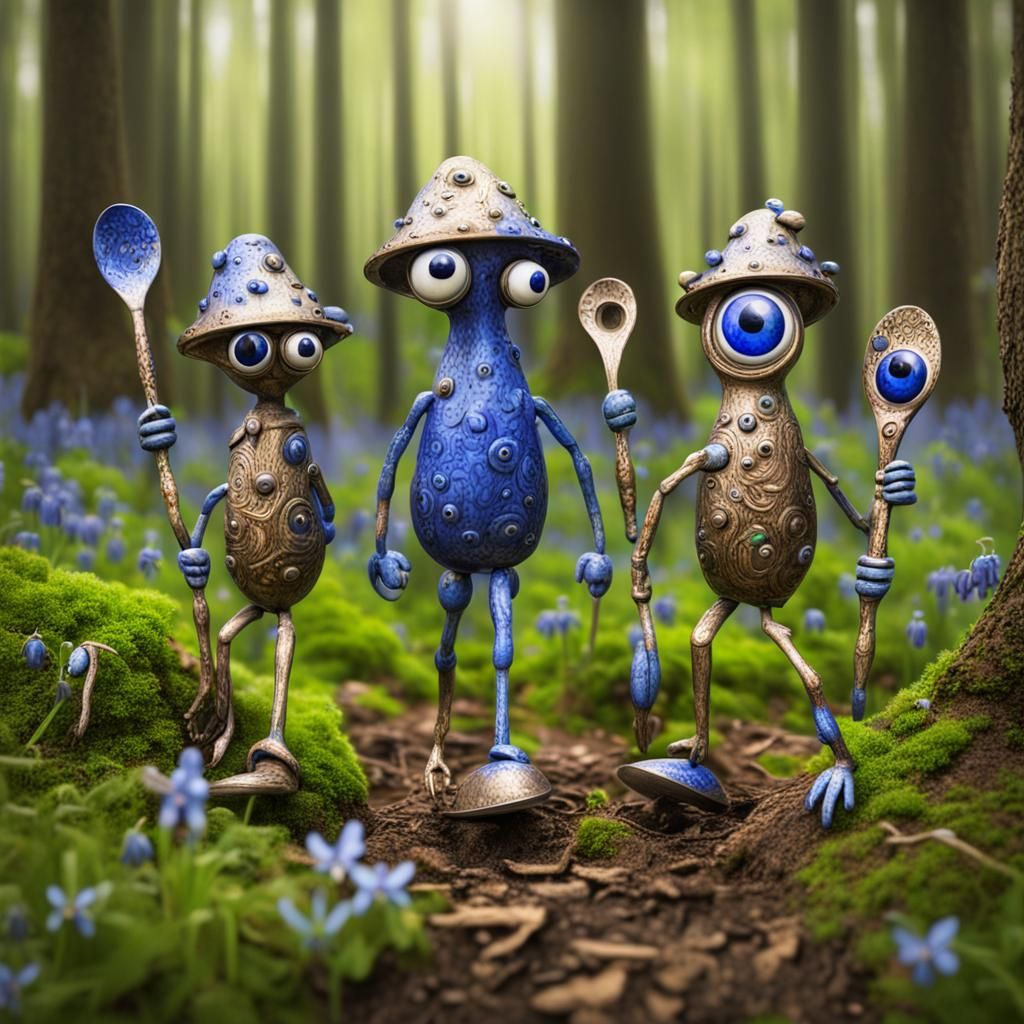 Spoon Family's Whimsical Walk: Splash Art Forest