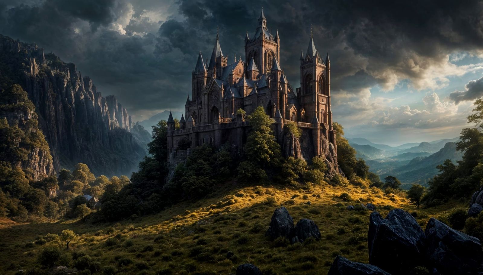 Gothic Expressionist Castle Nightmare in Oil Paint