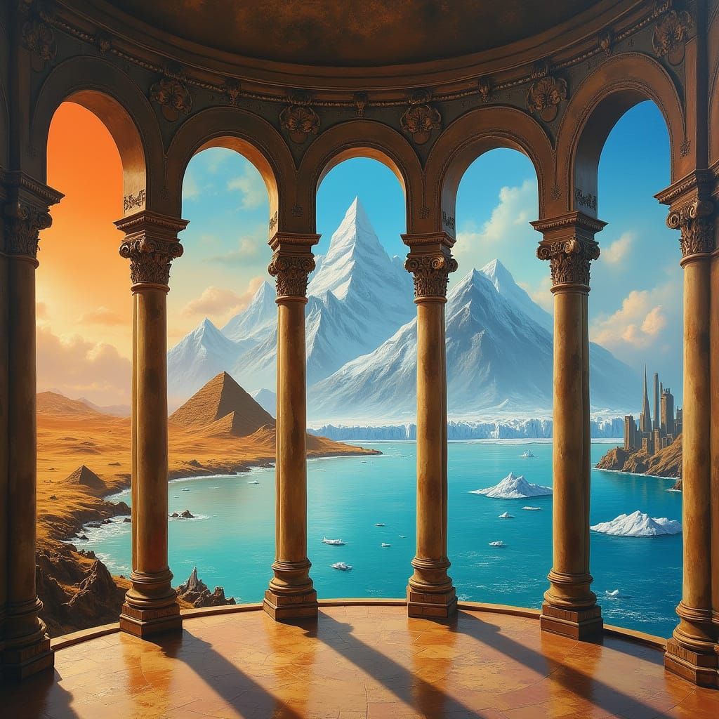 Each arched window opens onto a different beautiful landscap...