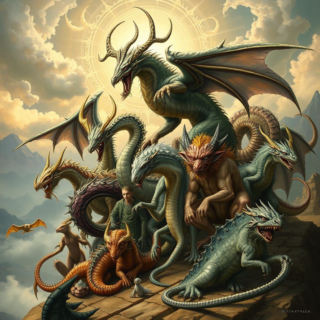 Mythical Creatures in Baroque-Inspired Grandeur