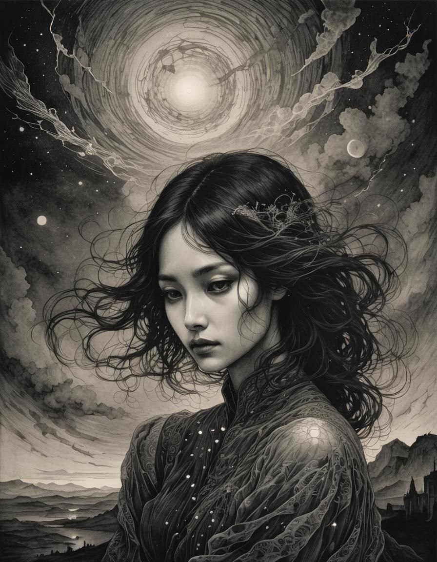 Ethereal Figure in Surreal Fine Art Etching