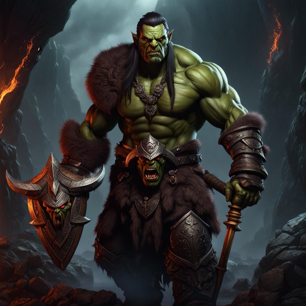 Brooding Half-Orc Barbarian Concept Art
