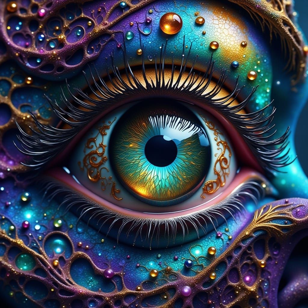 Surreal Colossal Eye in Airbrush and Acrylic Style