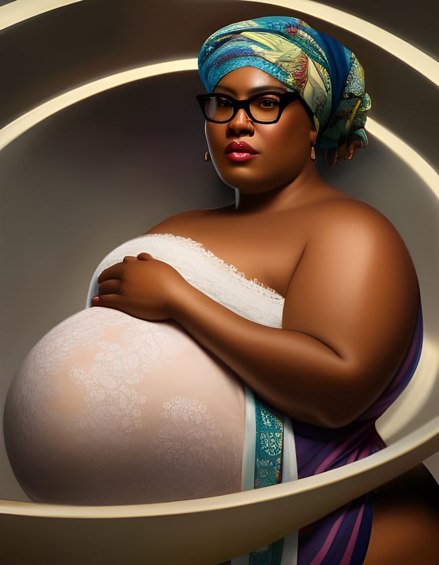 Serene Pregnant Woman Portrait in Hyperdetailed Digital Art