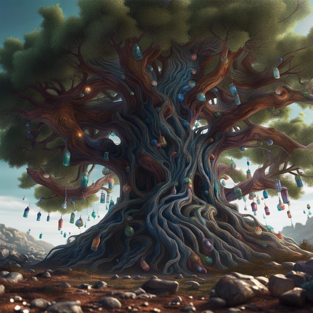 Surreal Bottle Tree: Fantasy Concept Art