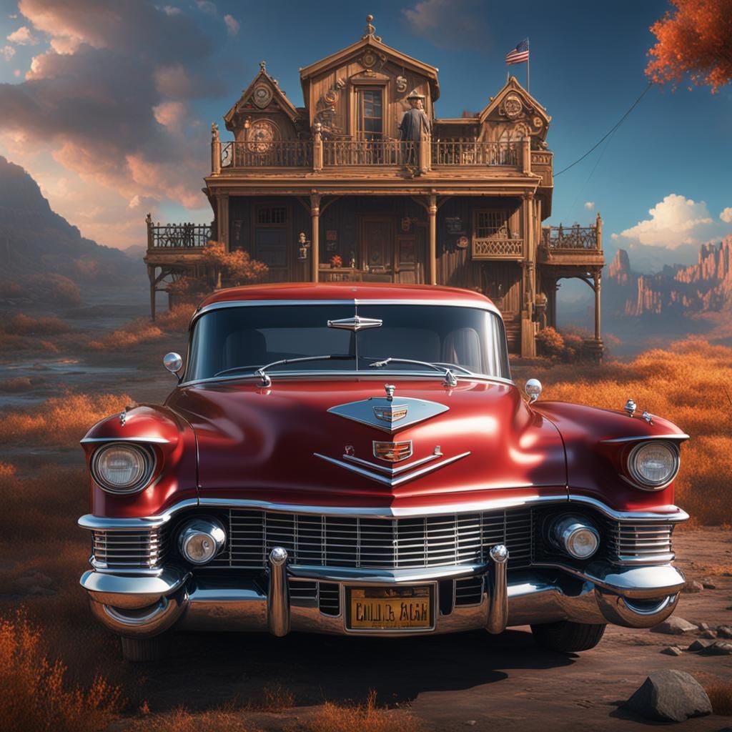 Johnny Cash Cadillac: Detailed Matte Painting