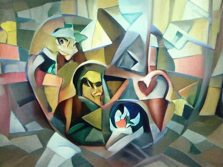 Abstract Cubism Love Expression in Geometric Style