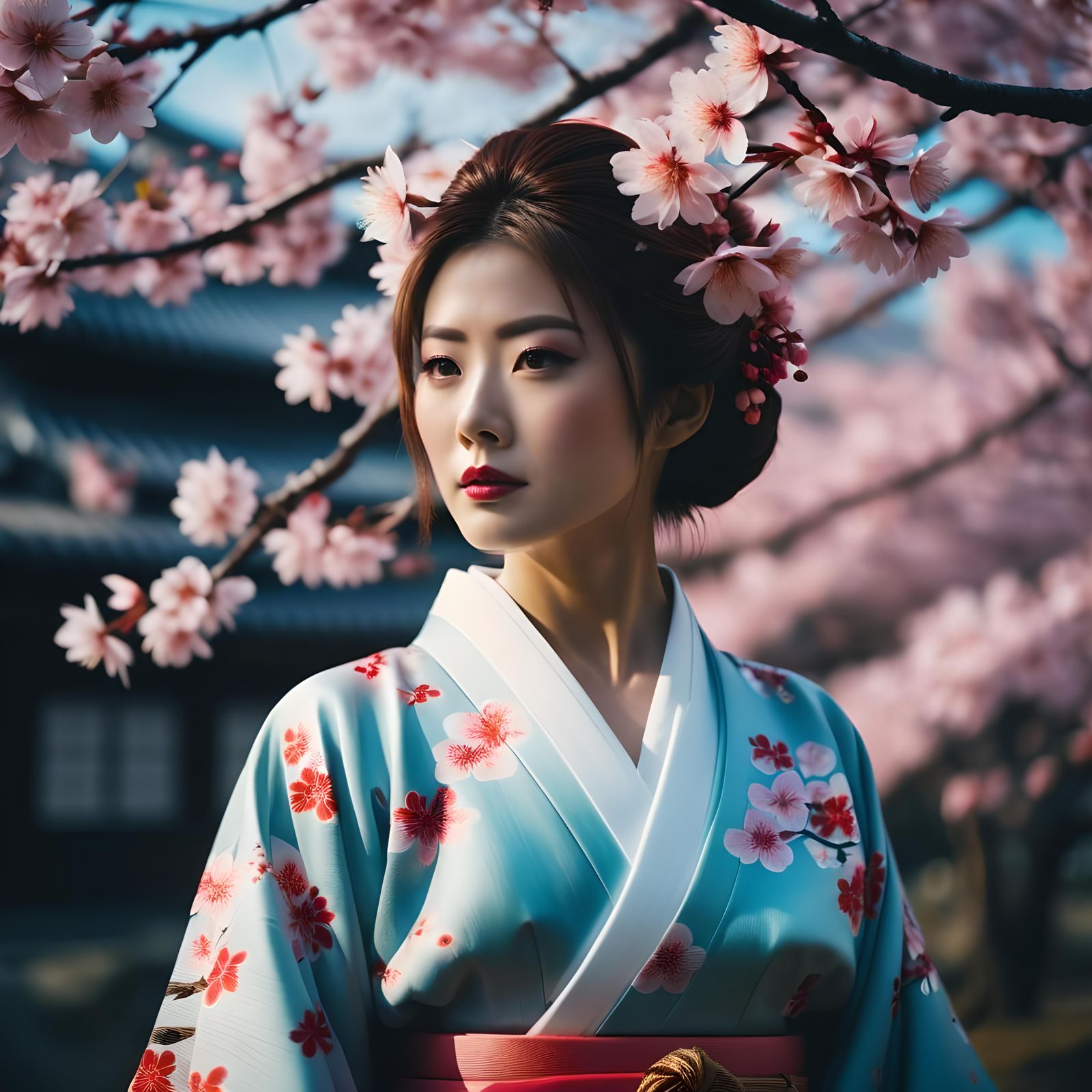 Sakura Queen in Kimono: Cinematic Film Still