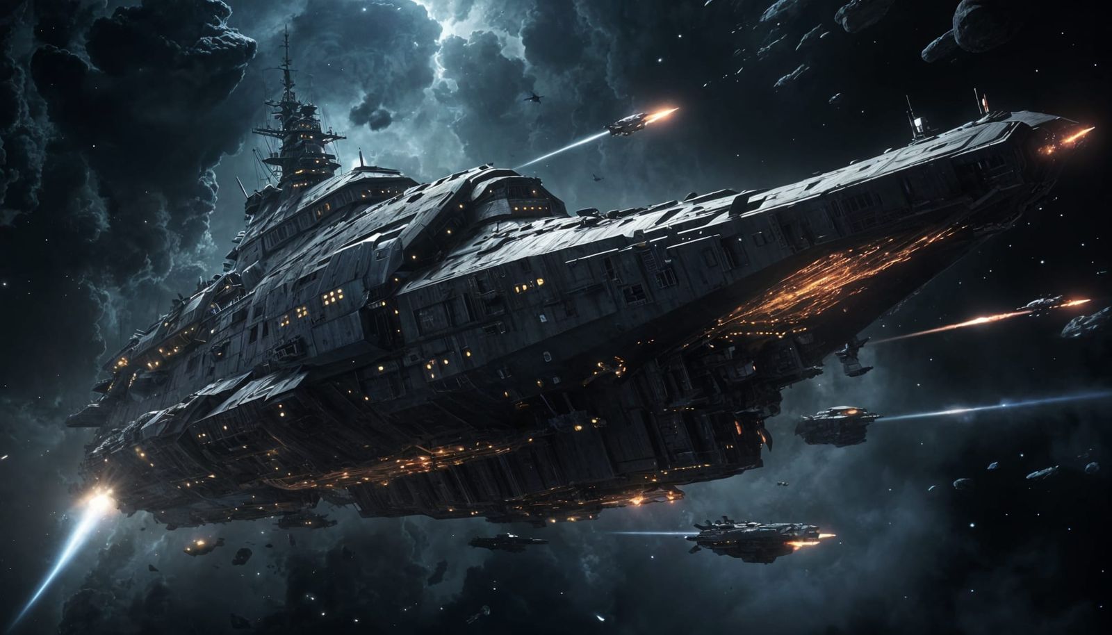 Space Battleship HMS Hood in Epic Deepspace Combat