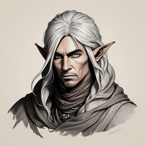 Mysterious Desert Elf in Amber Hues