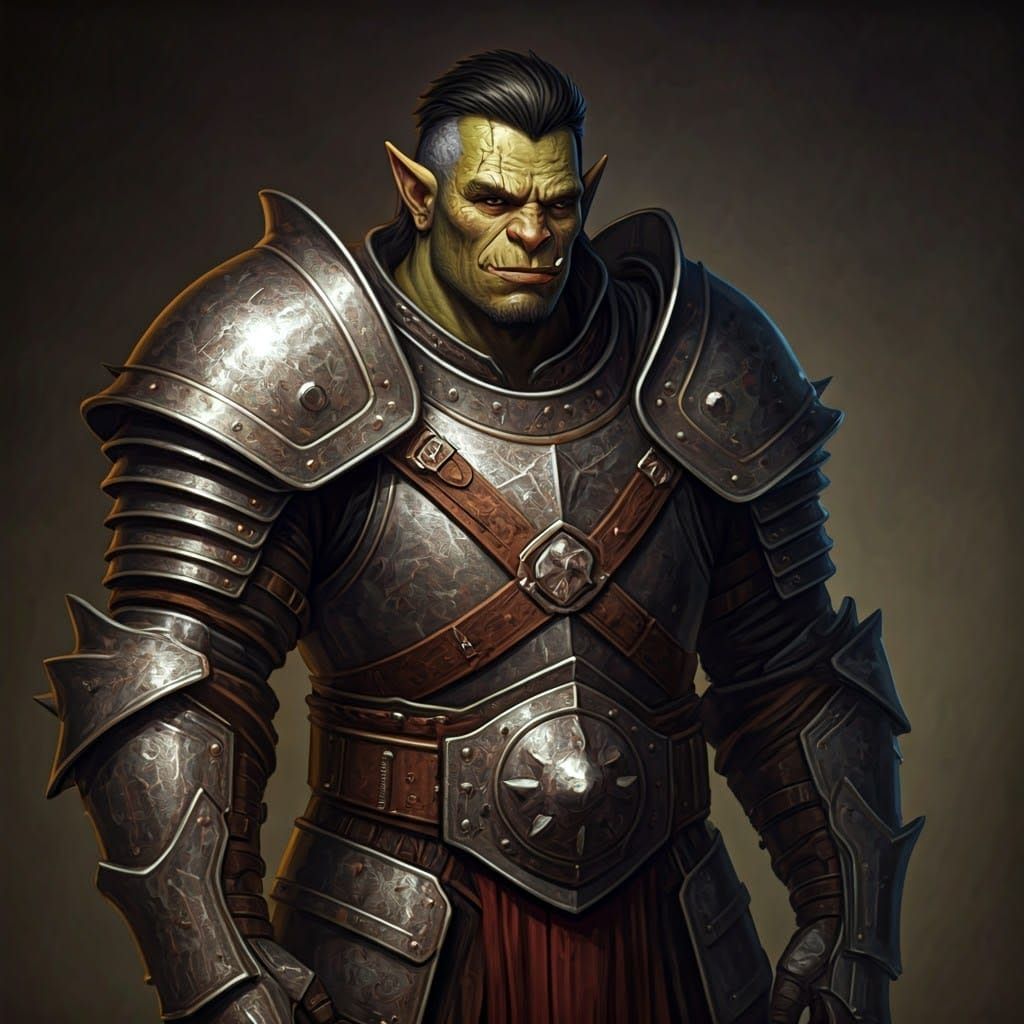 Mighty Green-Hued Warrior in Armor