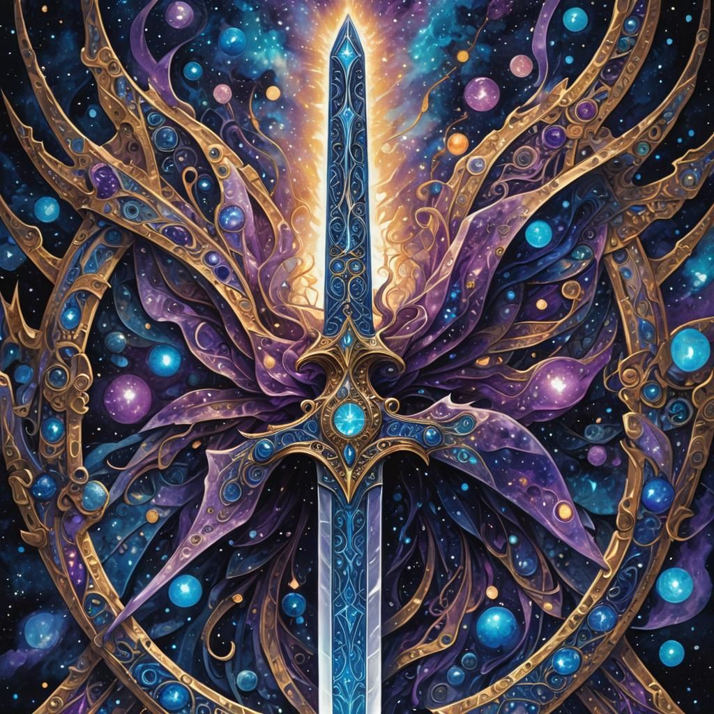 Astral Sword of Divine Light in Pablo Amaringo Style