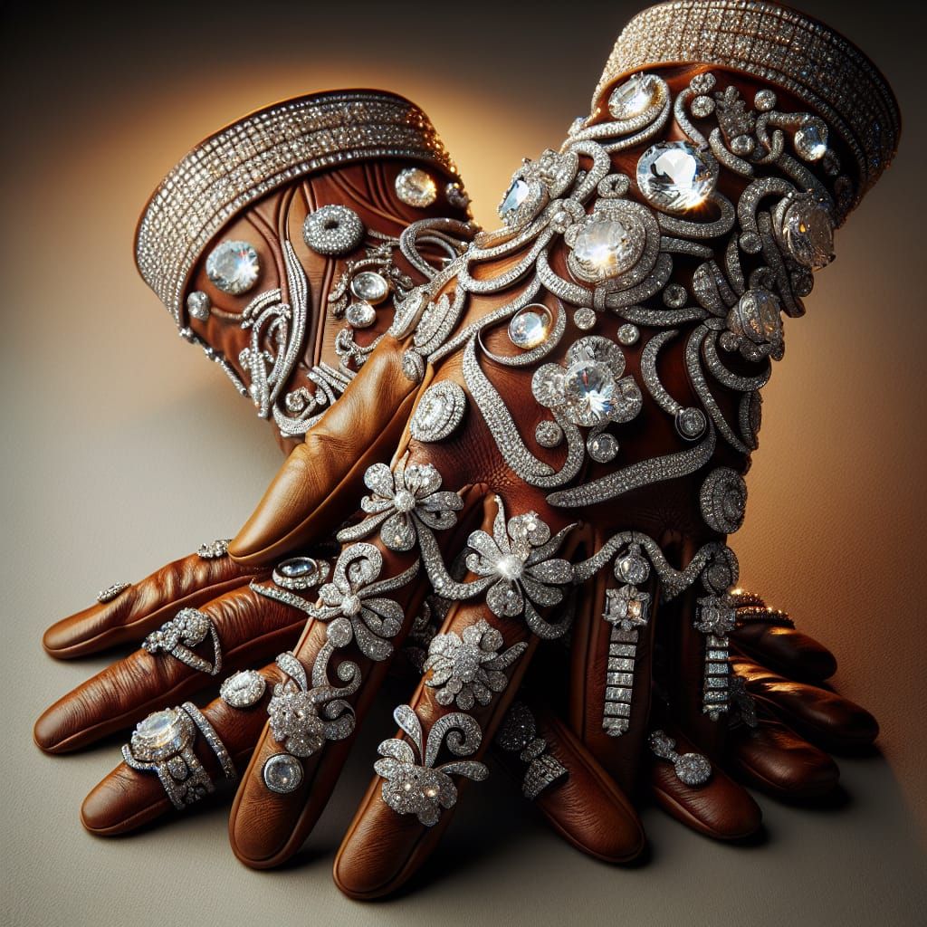 Diamond Adorned Leather Gloves Exude Opulence