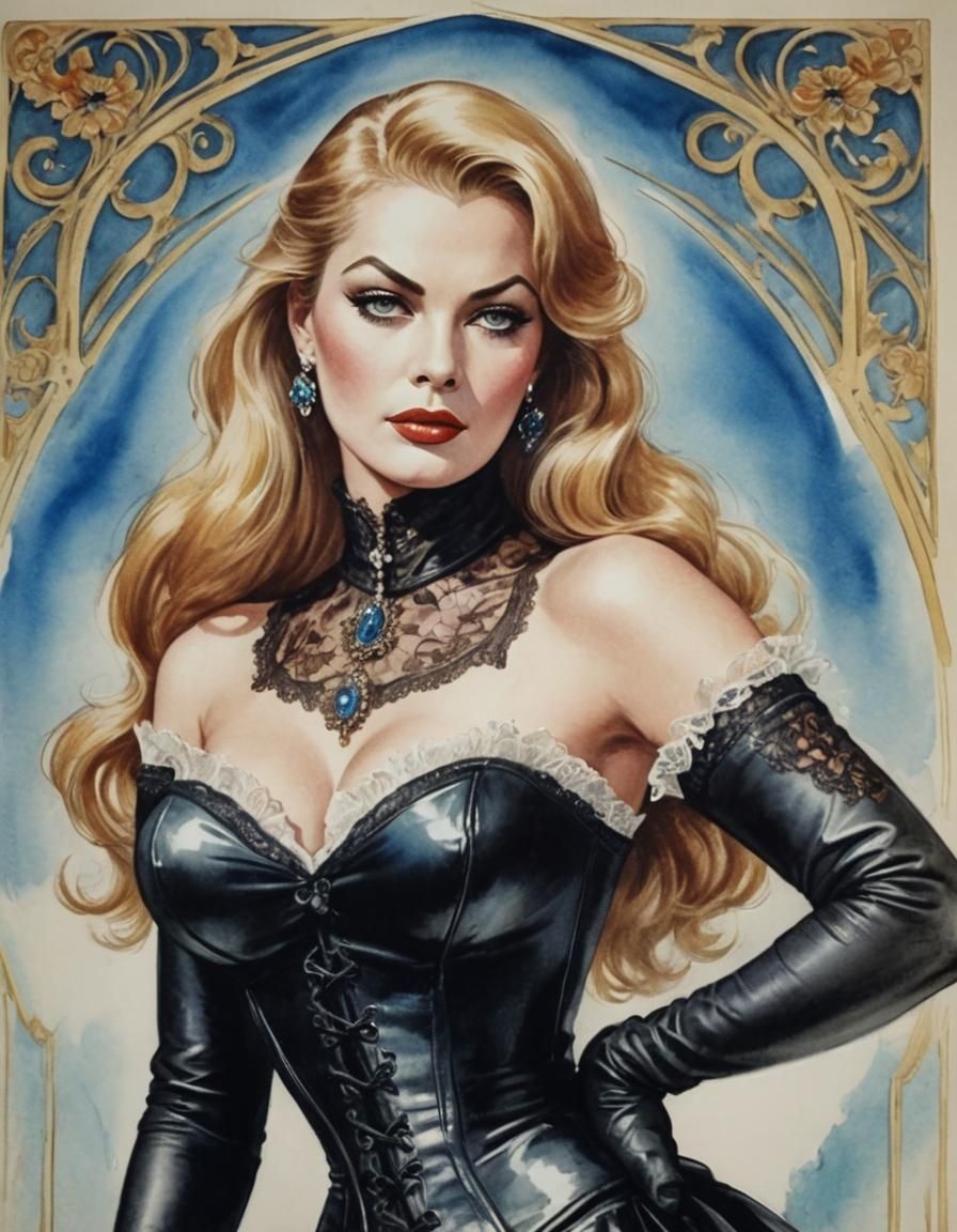 Vintage Portrait of Woman in Art Nouveau Style