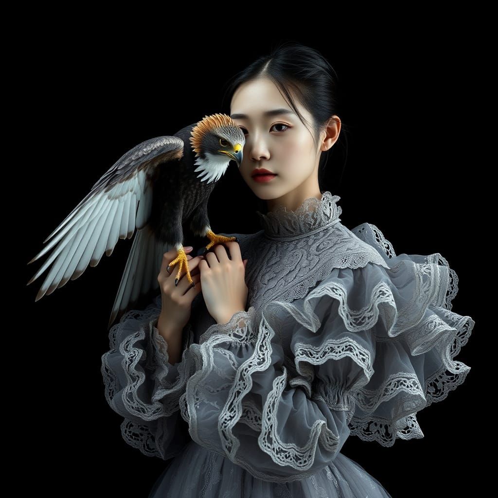 Hyperrealistic Black and White Fashion Photograph in Cinemat...