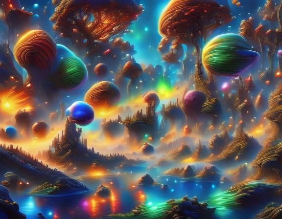 Cosmic Planetary Landscape with Neon Sci-Fi Vibe
