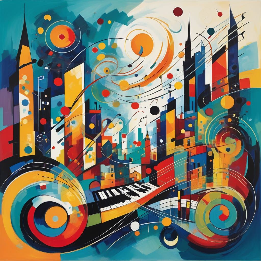 Abstract Musical Cityscape in Kandinsky Style